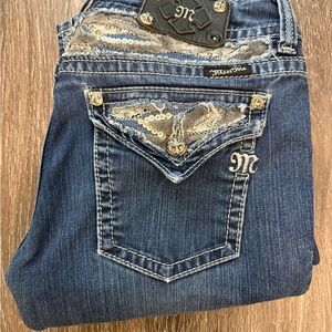 Miss Me Women's Blue Jeans with Silver Accents